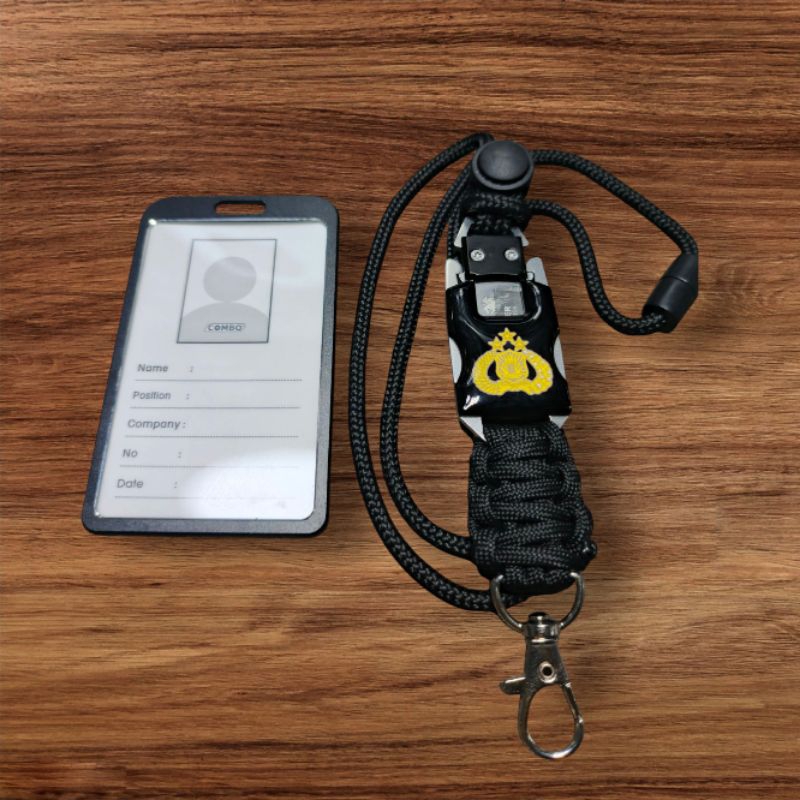 

lanyar tali id card custom logo tribrata polri holder