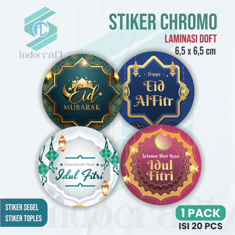 

(20pcs) Sticker Bulat Idul Fitri Sticker Lebaran Ramadan Cookies Kue Kering Hampers Kado Hadiah Lebaran