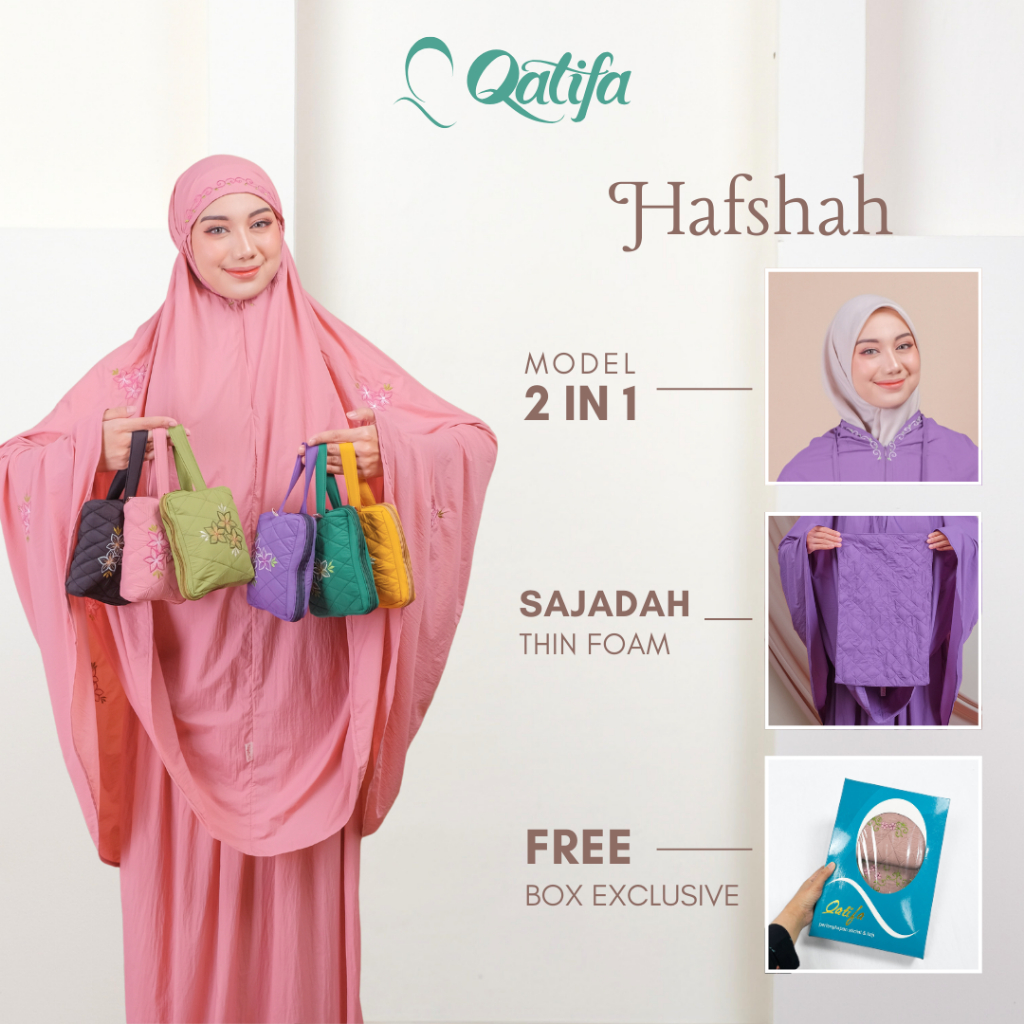 Mukena Travel Mukenah Traveling Premium Bordir Parasut Terbaru Motif Travelling Hafshah by Rumah Qat