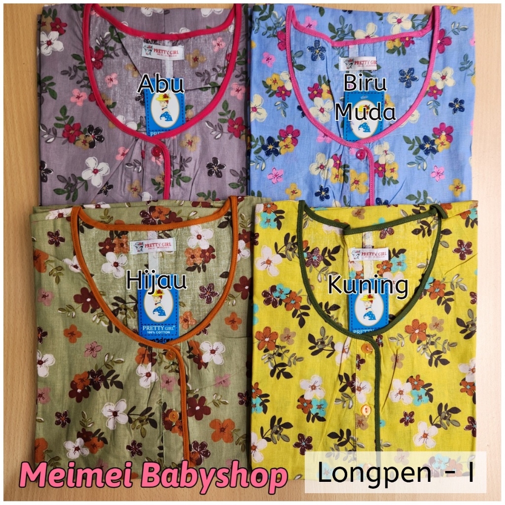 Longdress Lengan Pendek / Longpen / Daster Panjang Katun Pretty Girl Motif / Daster Busui Bumil