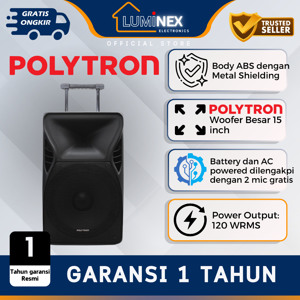 Speaker 15 inch Portable Bluetooth Polytron PAS PRO 15 F5