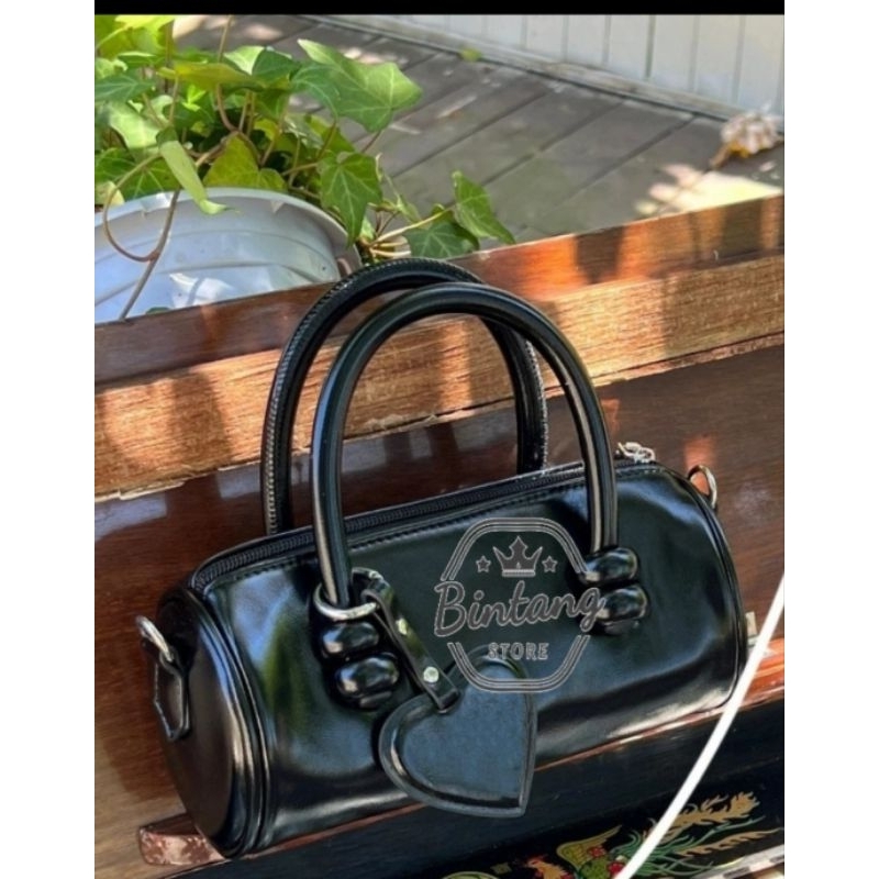Tas  Bahu Genggam Wanita Bowling Retro Hitam Tas Selempang Wanita Korea Tas Hp Cewek Slingbag  Tas T