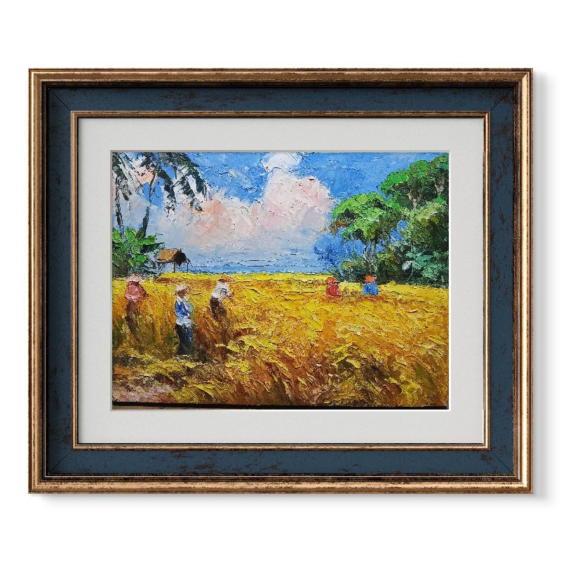 

lukisan panen padi oil on kanvas