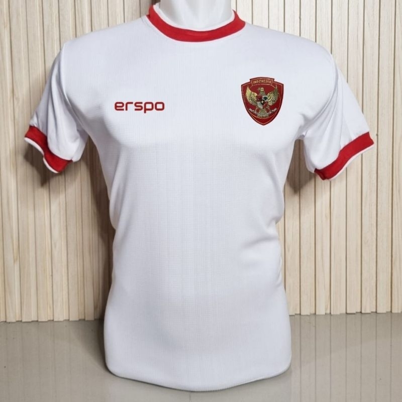 CUCI GUDANG COWOK ATASAN TIMNAS INDONESIA MERAH PUTIH GARUDA OLAHRAGA KAOS SEPAK BOLA JERSEY FUTSAL