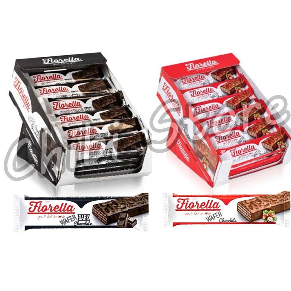 

Fiorella Chocolate Wafer Turki 40g*24pcs Coklat Wafer Turki - Fiorella Coklat Wafer Dark Chocolate Bitter - Fiorella Coklat Wafer Hazelnut - Wafer Salut Coklat dengan Krim Cokelat