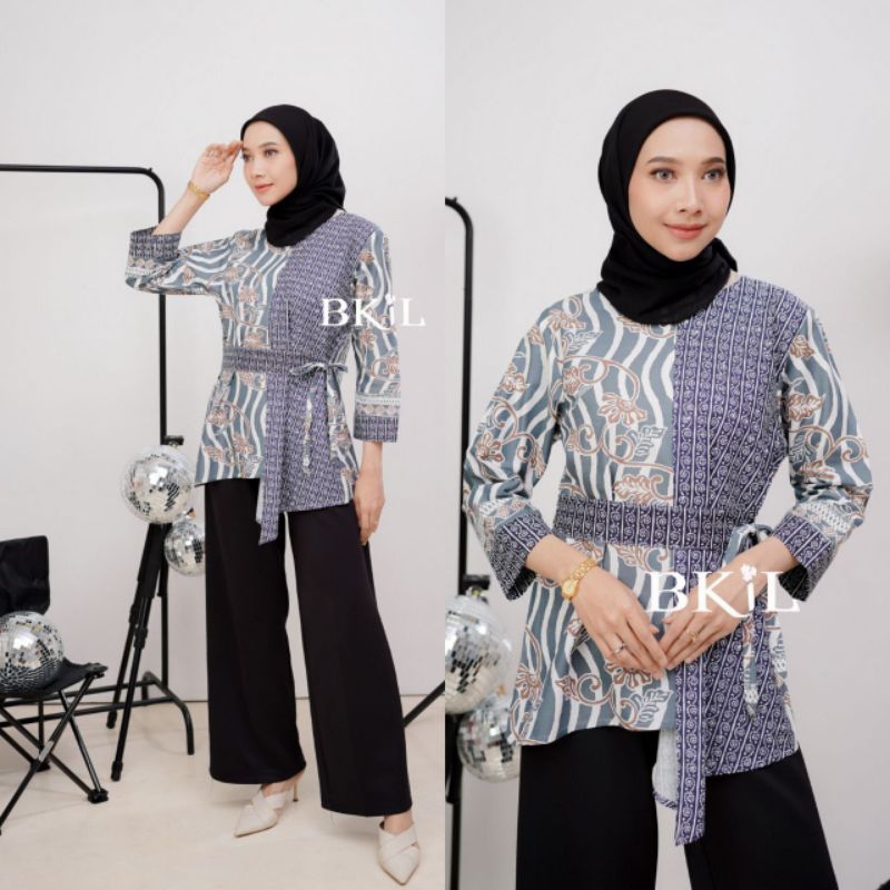 Atasan Blouse Batik Wanita Modern Motif Fatma Salur