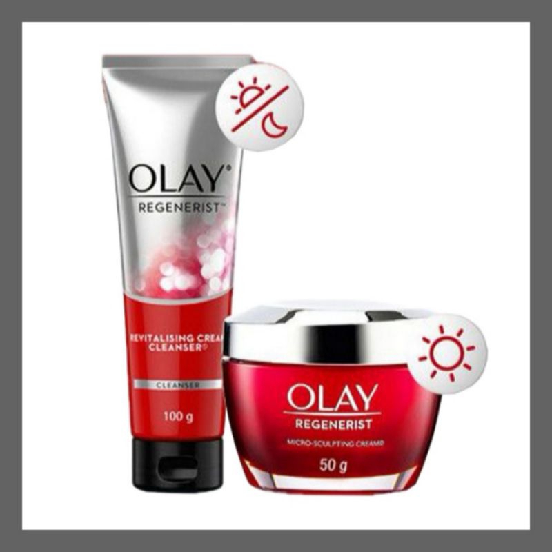 PAKET Olay Regenerist Krim Pagi Pelembab Wajah + Pembersih Wajah Anti Aging