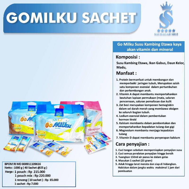 

SR12 Kendari Susu Etawa Premium Gomilku SR12 Kemasan 1kg Menguatkan Tulang dan Sehat