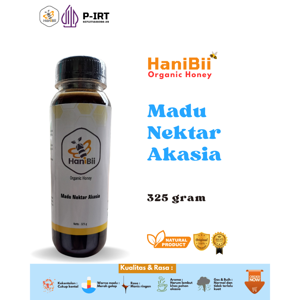 

Madu Murni Asli 100% Nektar Akasia Netto 325gr Lulus Uji Lab Pure Raw Honey Bisa COD