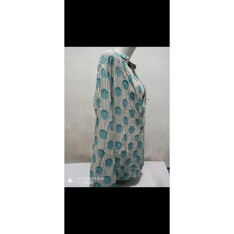 Promo Murah Kemeja Blouse Baju Wanita MPD Emba Blue Size XL