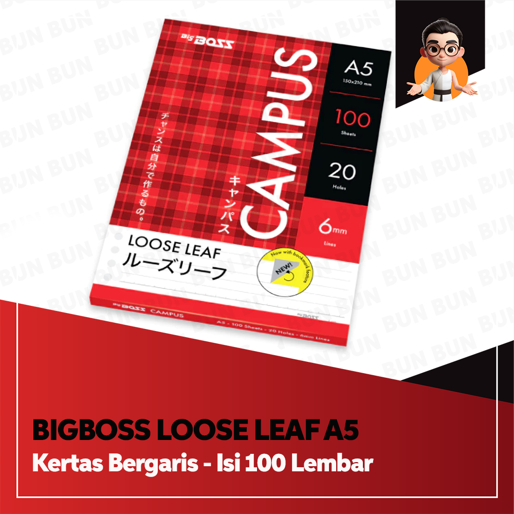 

Kertas Binder BigBoss Loose Leaf A5 Bergaris 100 Lembar BBO LL