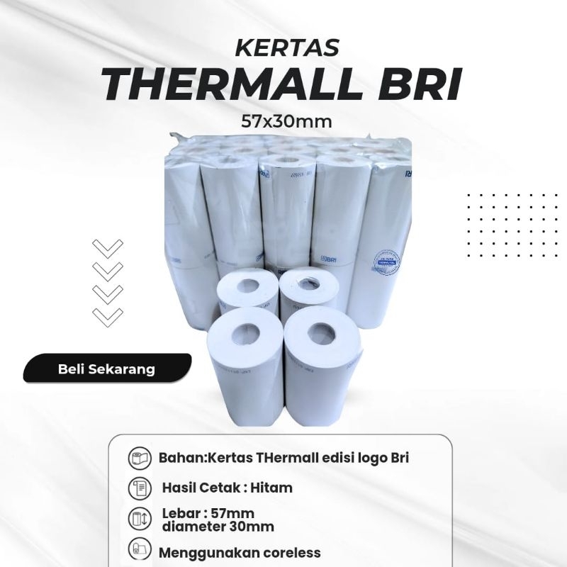 

Kertas kasir thermal logo bank bri 57×30full paket 10Roll