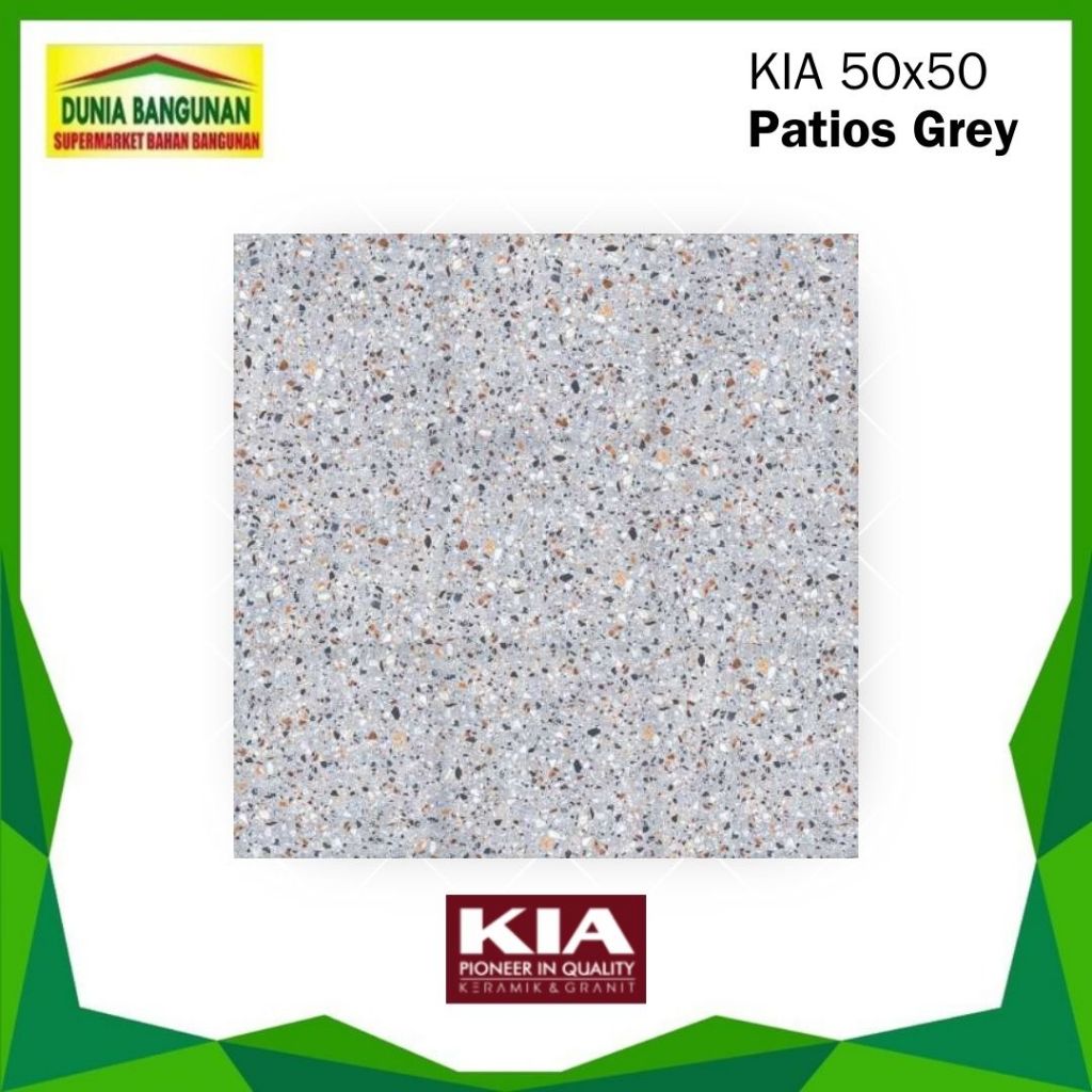 Keramik 50x50 Terazzo KIA Patios Grey 50X50 Keramik Lantai Kasar / Keramik Kamar Mandi / Keramik Ter