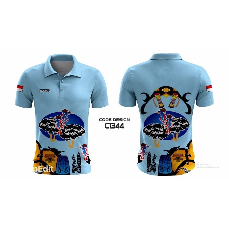 KAOS JERSEY POLO / KERAH BATIK PAPUA / BATIK KEREN CUSTOM FULL PRINTING KUALITAS PREMIUM