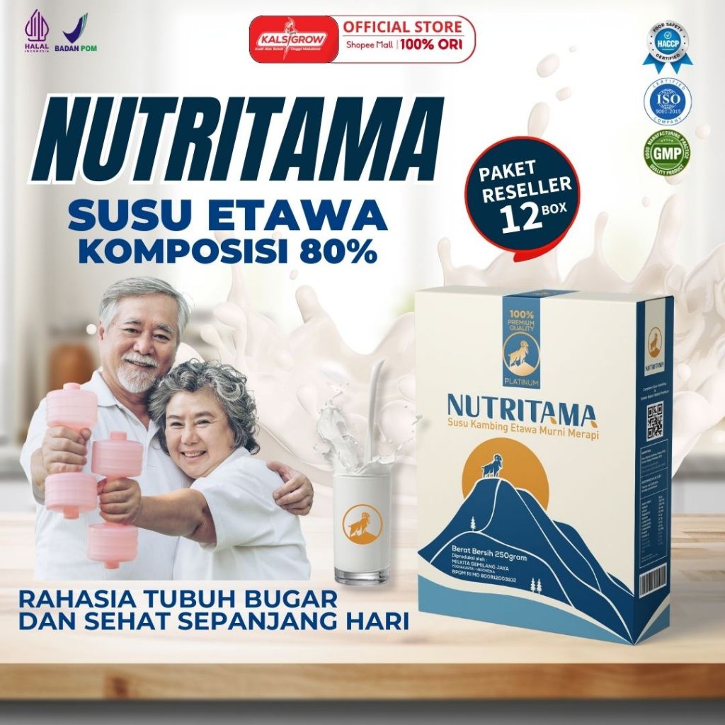 

Nutritama Paket 12 Box Susu Bubuk Etawa Premium | Susu Kambing | Susu Kambing Etawa Nutritama bukan Etawaku | Susu Nutritama kemasan 250gram