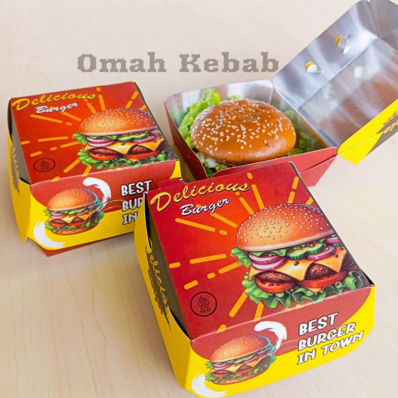 

400 Lembar bungkus burger / Kotak burger ivory foil / Wadah burger ukuran 10 cm x 10 cm x 8 cm