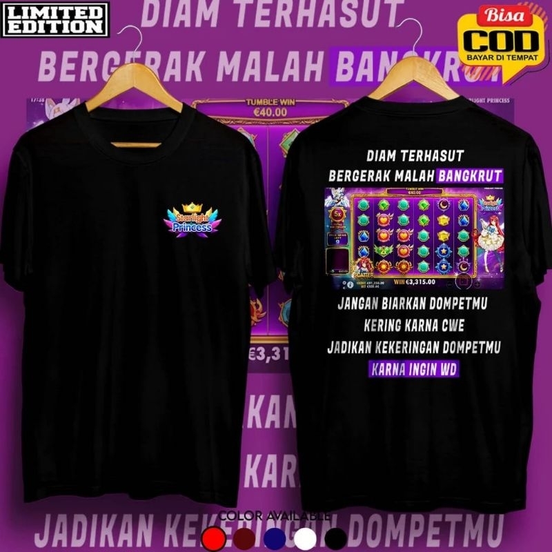Kaos Slot Distro Murah Original Keren Terlaris Kaos Viral Slot Kaos STARLIGHT PRINCESS combed