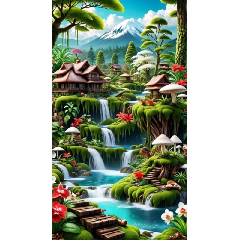 poster cetak jumbo pemandangan air terjun hiasan dinding pemandangan air terjun macam macam ukuran