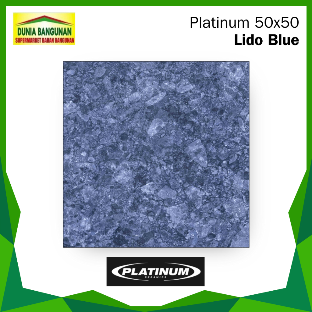 Keramik Platinum 50x50 Lido Blue Keramik Lantai Glossy/Keramik Lantai Marmer/Keramik Lantai Kamar