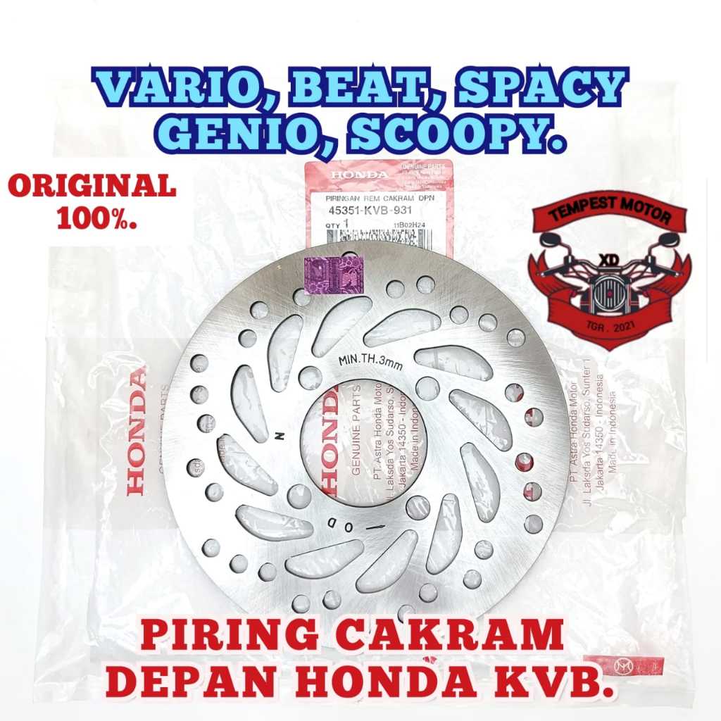 PIRINGAN CAKRAM VARIO PIRING REM CAKRAM HONDA KVB PIRINGAN DISC ORI BEAT CAKRAM DISC HONDA VARIO 110