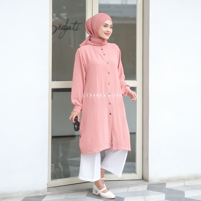 KIMI TUNIK Atasan Tunik Wanita atau Kemeja Wanita Model Tunik Bahan Crinkle