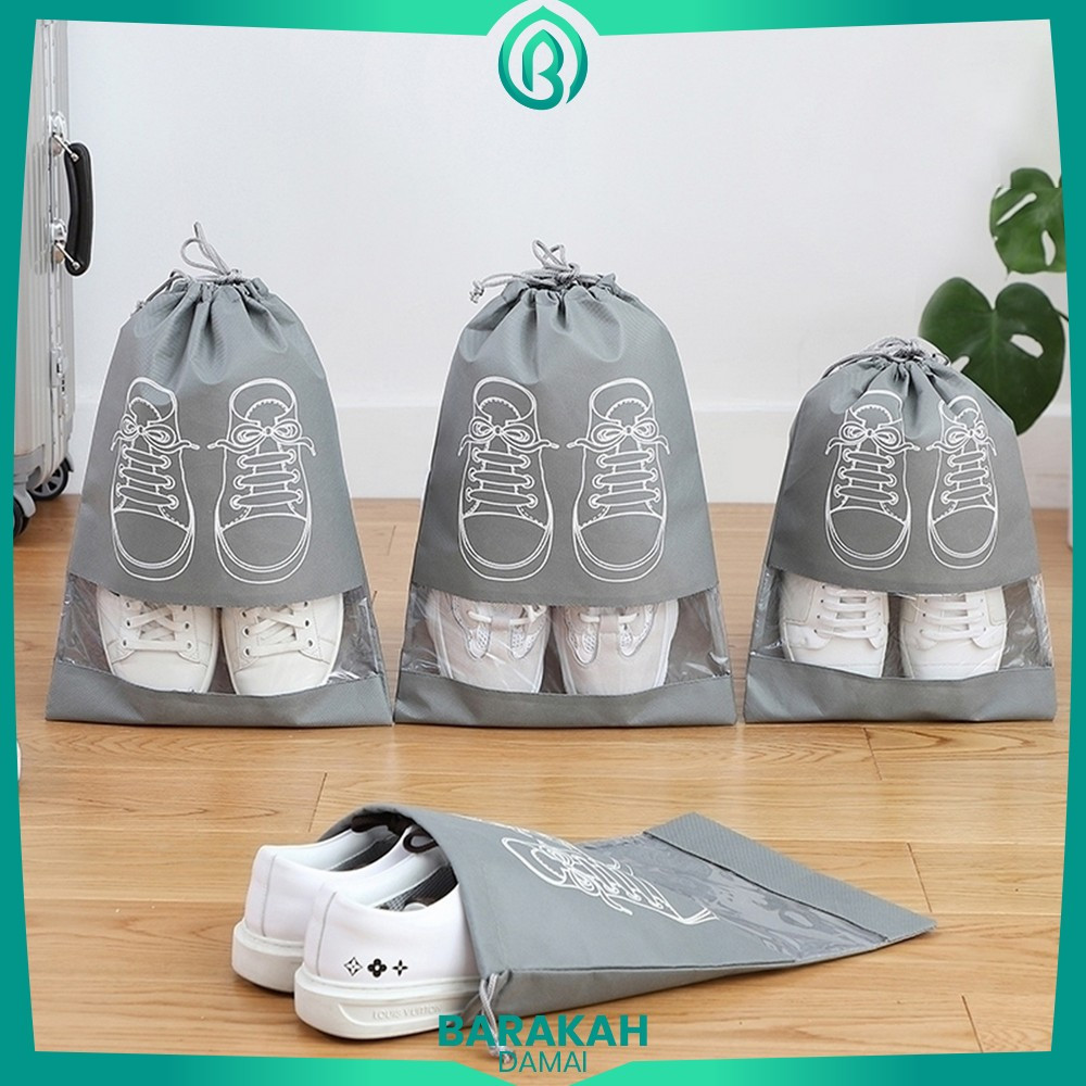 Kantong Sepatu Tali Serut Anti Debu / Tas Serut Sepatu Penyimpanan Sandal Heels / Shoes Bag Travel O