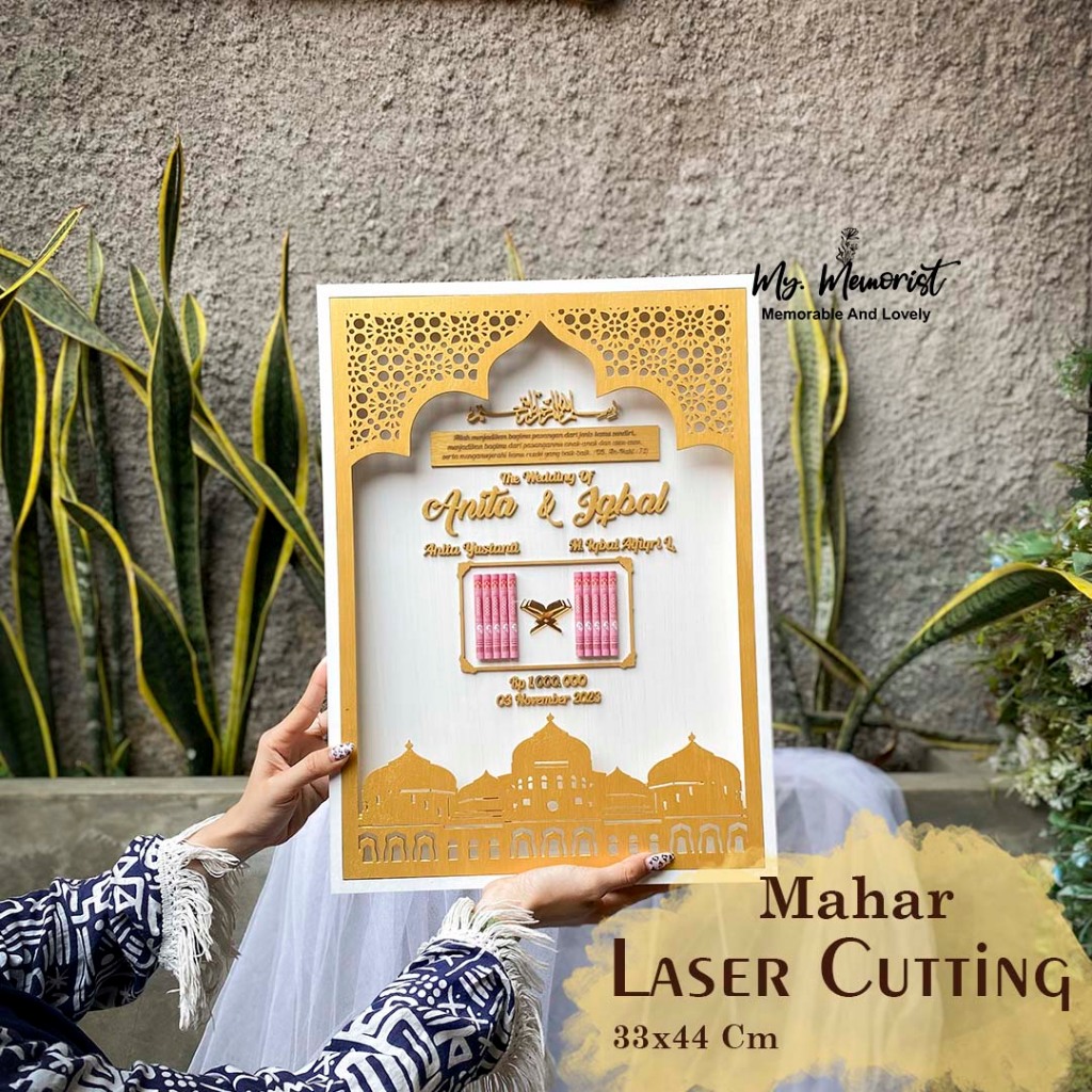 Frame mahar laser cutting Islamic Design Mahar Laser Plywood Akrilik