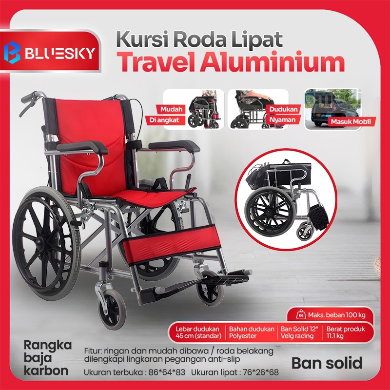 【COD】Kursi Roda 20inci/Kursi Roda Alluminium Bisa Lipat Portable Traveling Kursi Roda Medis / Kursi 