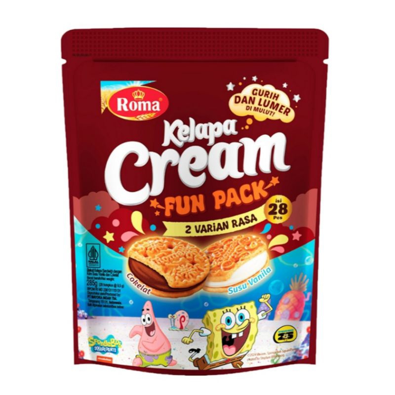 

Roma Kelapa Biskuit Cream Fun Pack Rasa Cokelat & Susu Vanilla 285gr