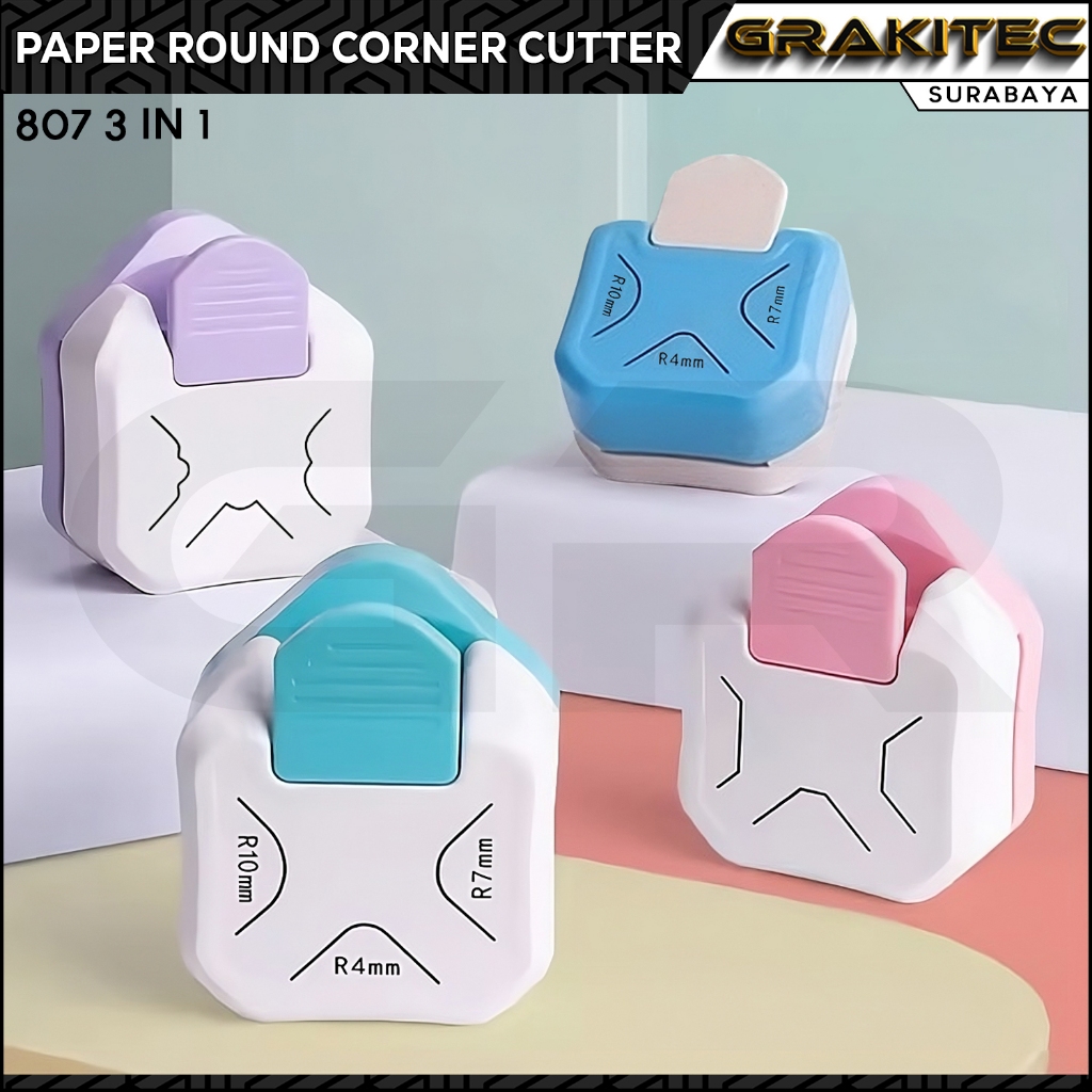 

Round Corner Cutter 3 in 1 Pemotong Sudut Corner Puncher Rounder Siku Pemotong Ujung Kertas Plastik pembolong kertas