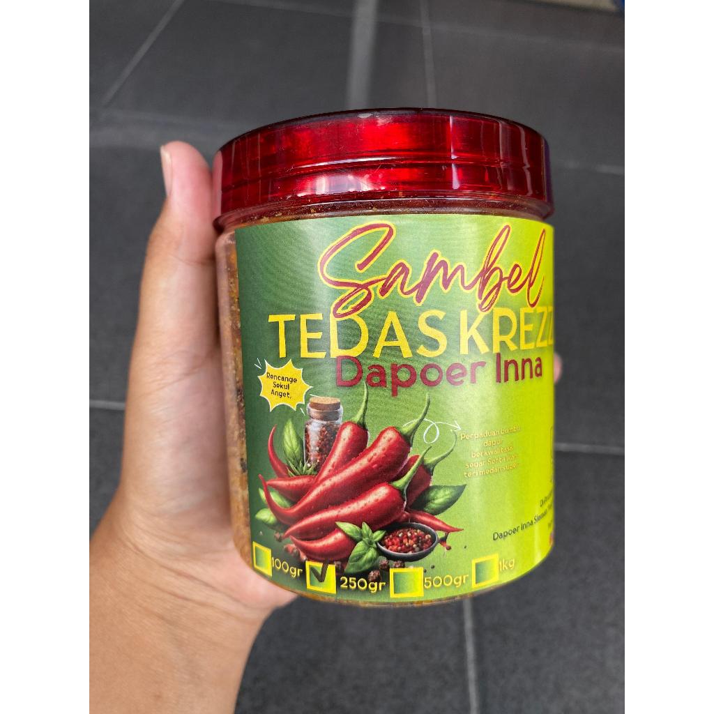 

Spesial Sambel Tedas Krezz Dapoer Inna 250gr Kemasan Toples Spesial Sambel Teri Medan