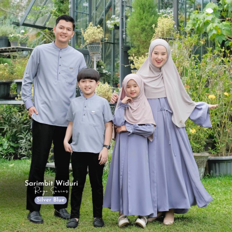 Widuri Collection - Sarimbit keluarga - baju lebaran seragam -  Warna Silver Blue - Albata hijab
