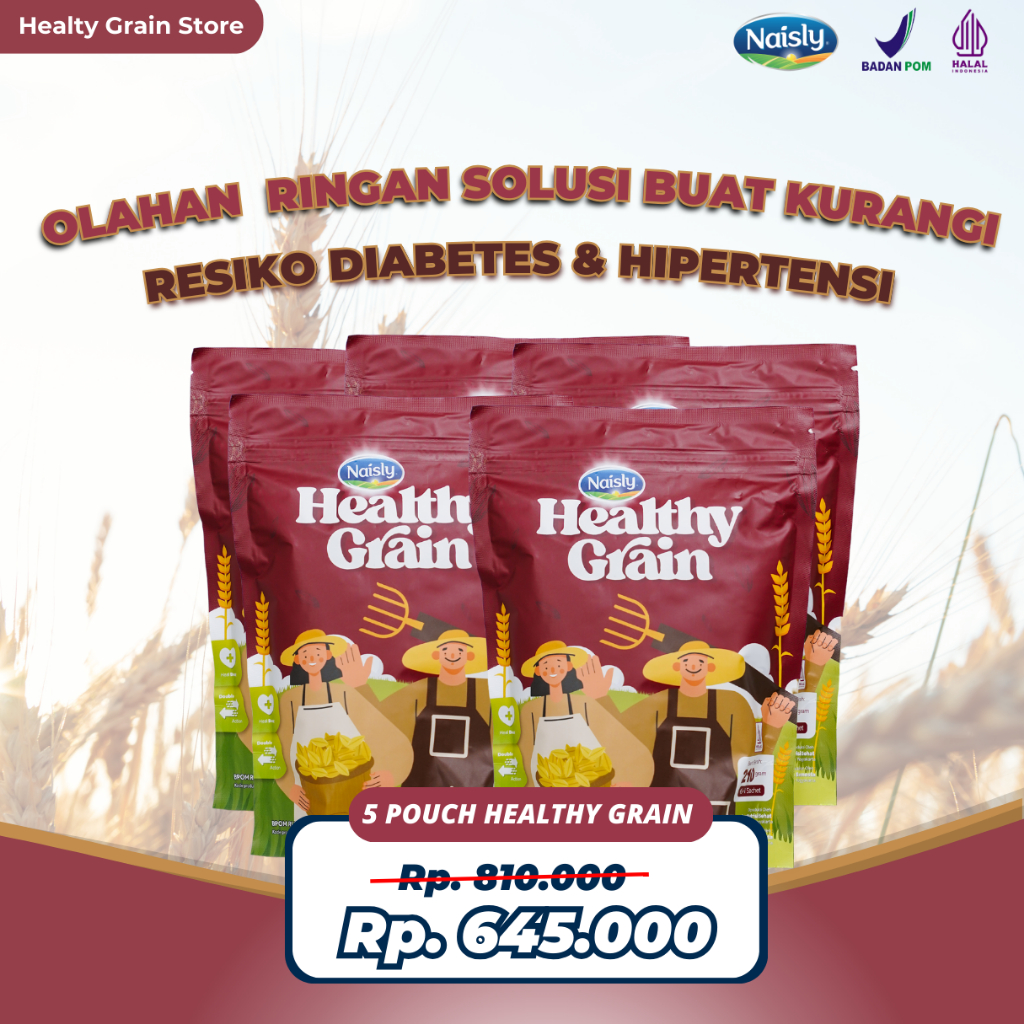 

Healthy Grain Multigrain Sehat untuk Hipertensi Diabetes Kolestrol dan Jantung 5 Pouch