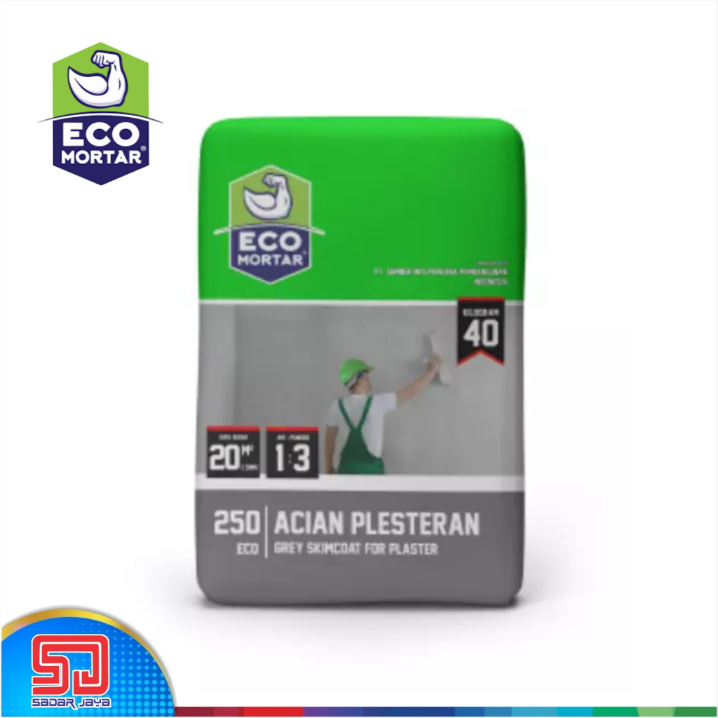 Semen Instan Eco Mortar 250 Acian Plesteran Abu Instant 40kg Eco250 Grey Skimcoat