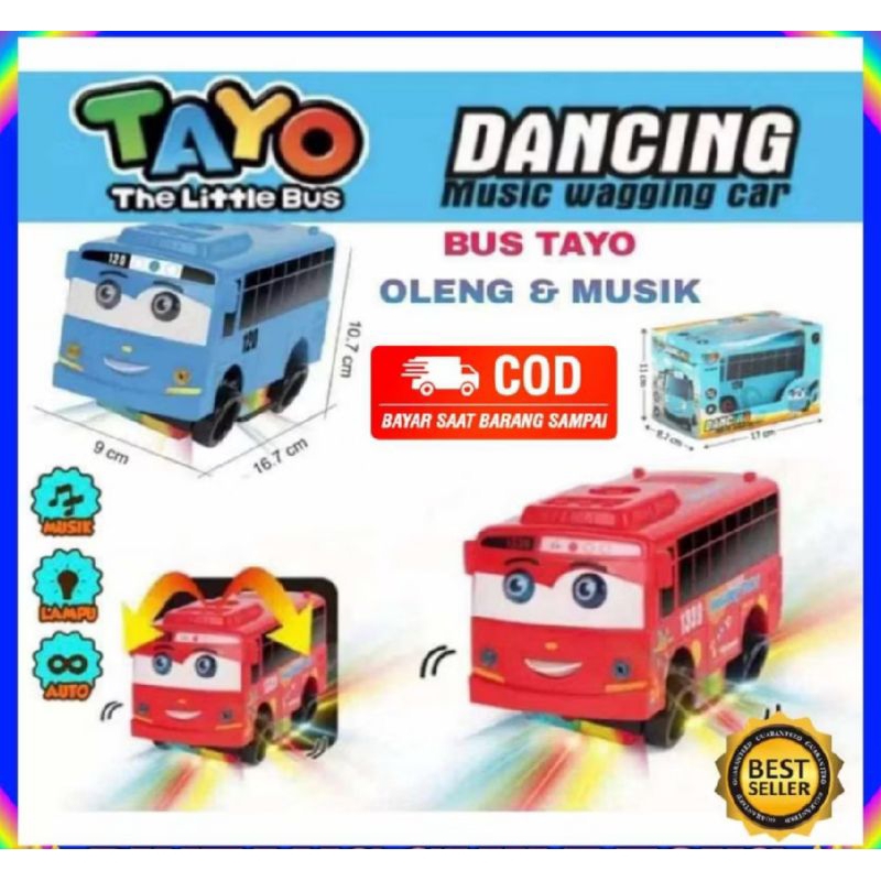 mainan mobil bis Tayo bisa jalan goyang musik dan lampu depan
