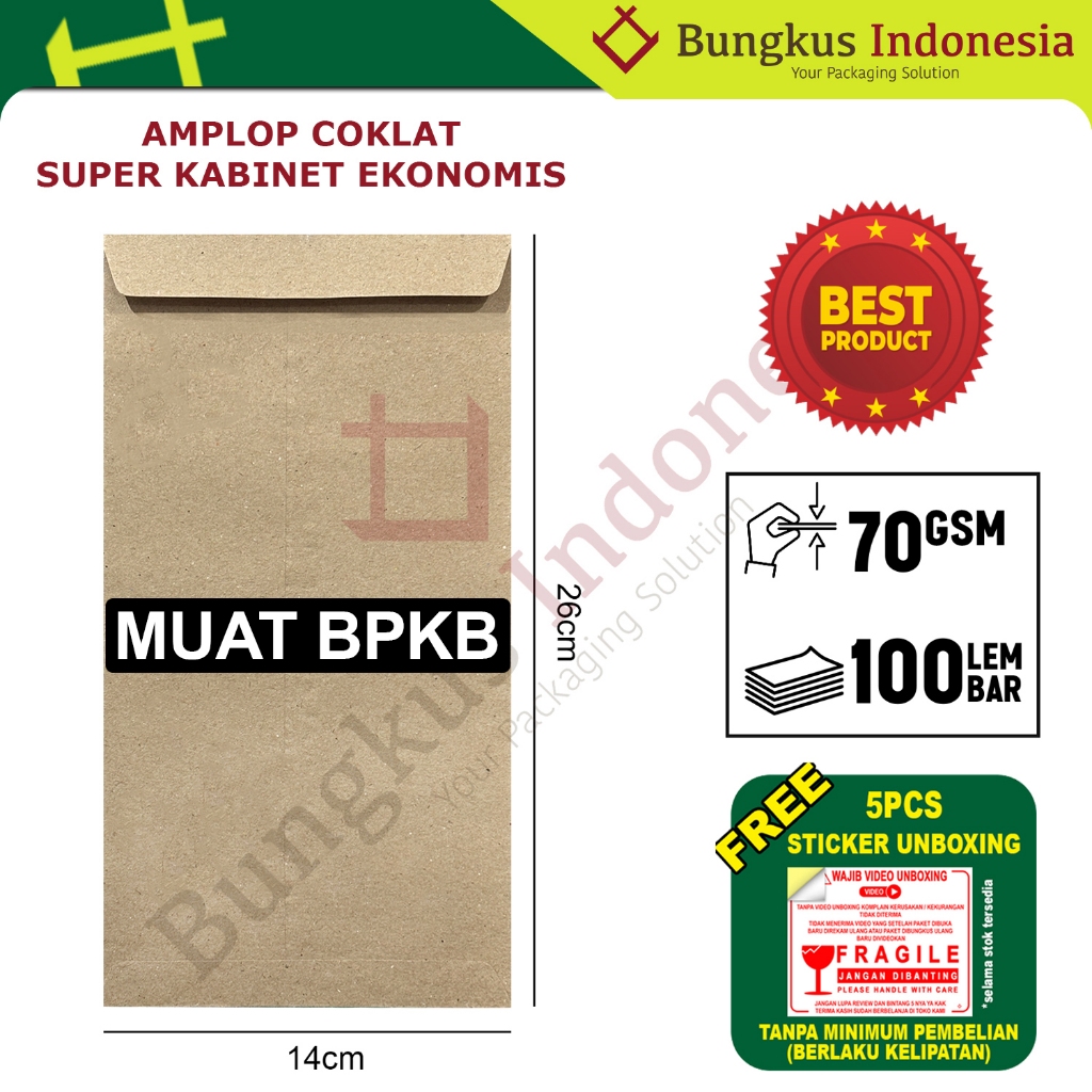 

Amplop Coklat Super Kabinet Ekonomis ( 14x26cm )