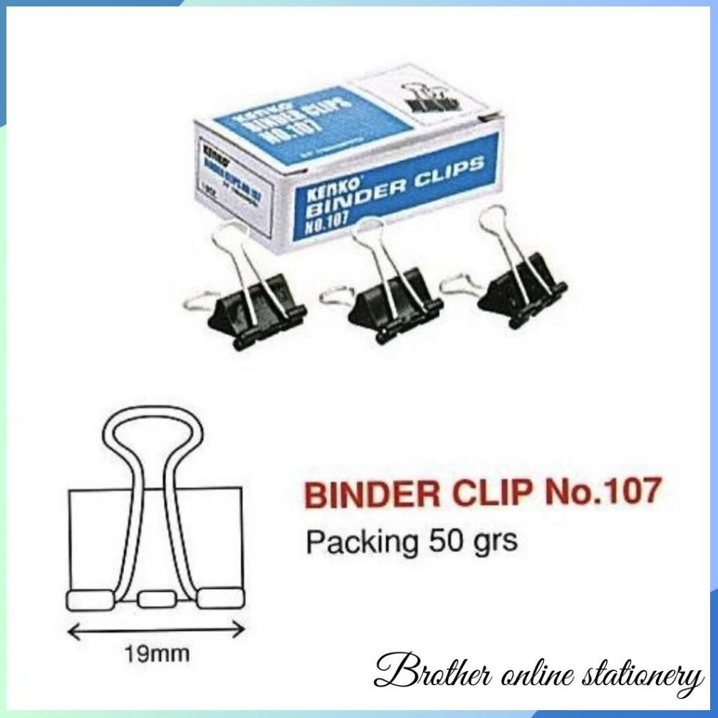 

BOS KENKO Binder Clips 107/ Penjepit Kertas/ Klip/ Aksesoris/ Jepitan