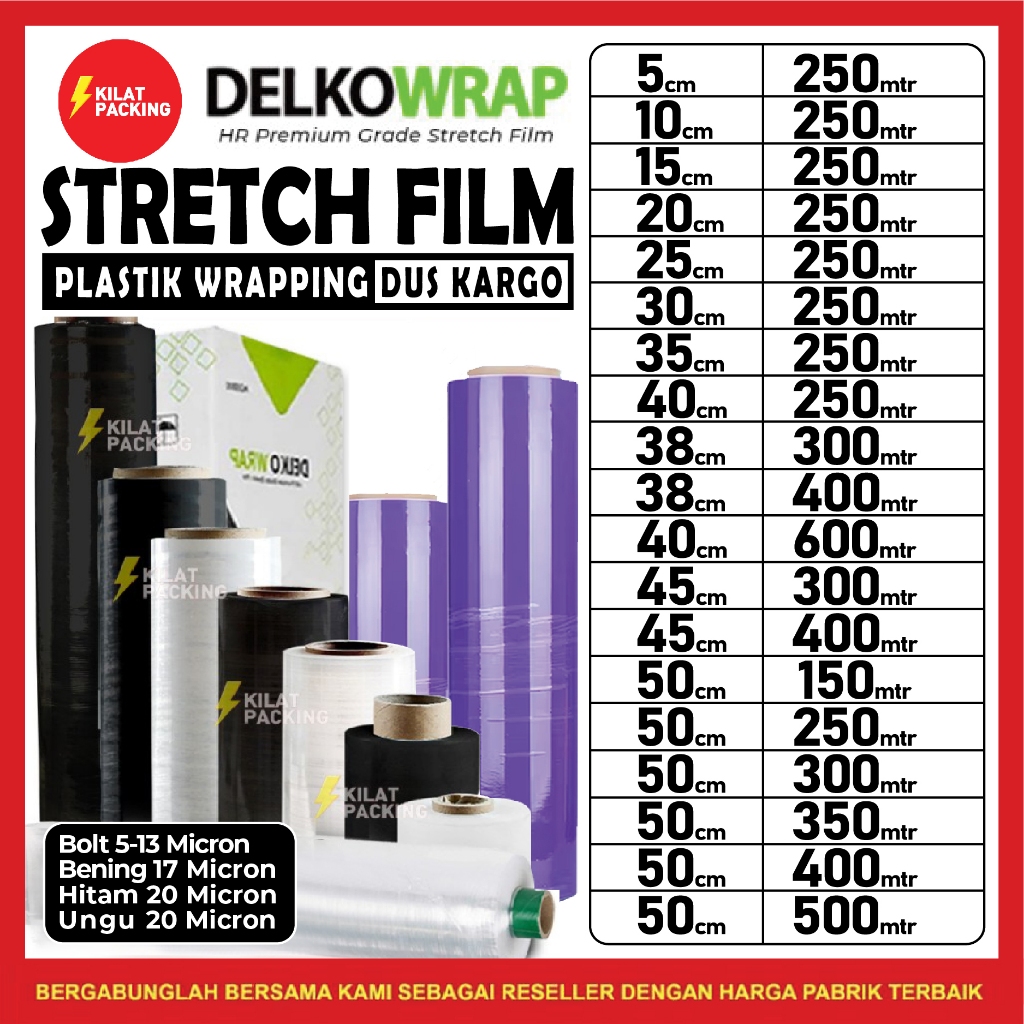 

Film Stretch Plastik Wrap Wrapping Kemasan Bening Hitam Dus KARGO