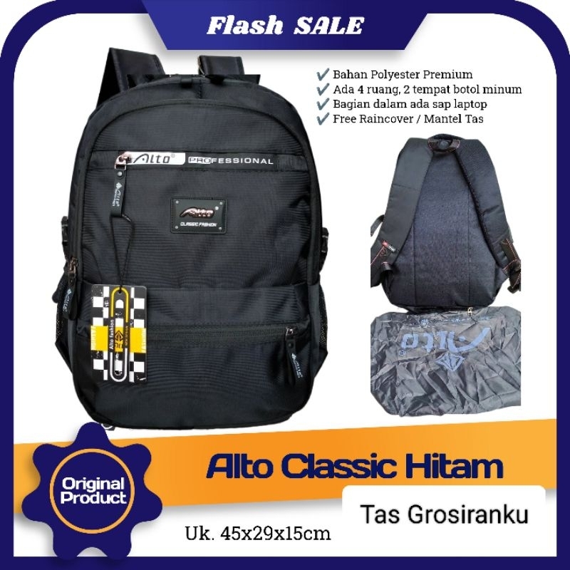 Ransel ALTO Classic Fashion Hitam Tas Sekolah Anak Cowok SD SMP