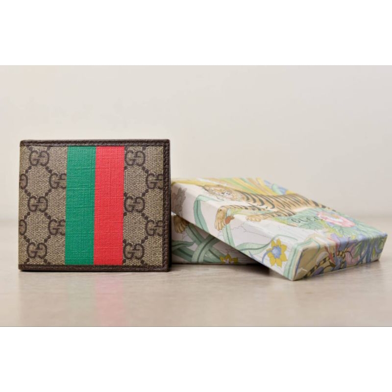 BNIB GUCCI GG Supreme Tiger Web Red/Green Wallet Men All Card
