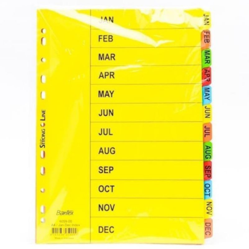 

[YOBANA] BANTEX PEMBATAS BINDER DIVEDER A4 INDEX BULAN