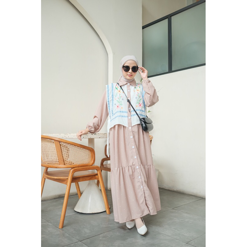 syalla dress - longdress gamis bordir fashion muslim