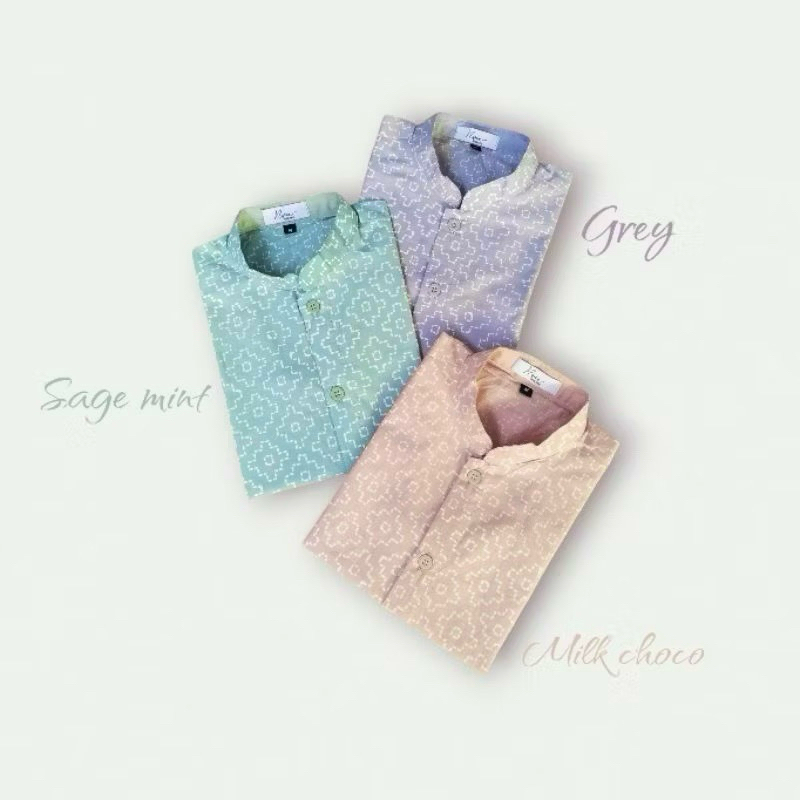 Kemeja couple batik ayah anak hijau, coksu, abu