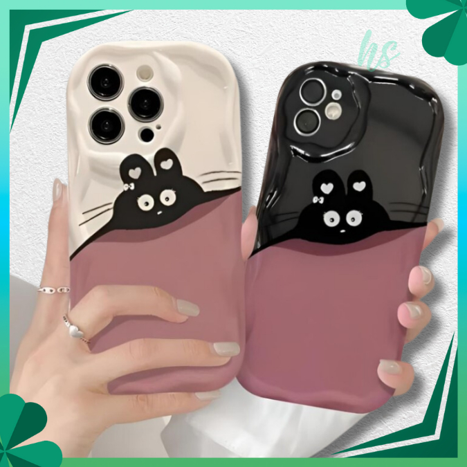 Case Xiaomi Redmi A1 A2 12C 11A Note 13 4G Poco C55 Casing Kucing Gelombang Hitam Putih Ungu Silikon