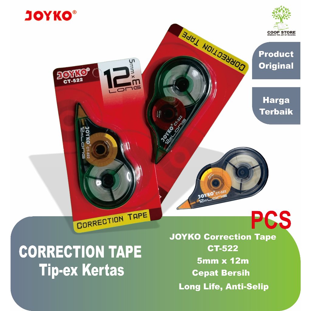 

Correction Tape (CT) / Tipe X Kertas/Pita Koreksi JOYKO CT-522