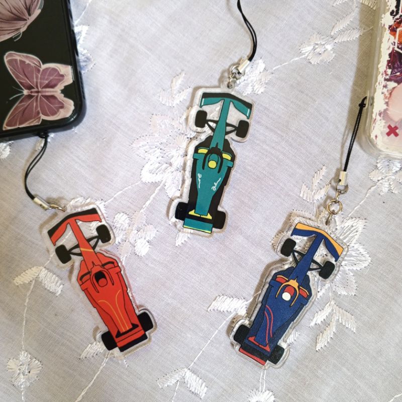 F1 Phone Charm Doodle 2024 Mercedes Aston Martin Red Bull McLaren Ferrari Akrilik 2 Sisi Merch