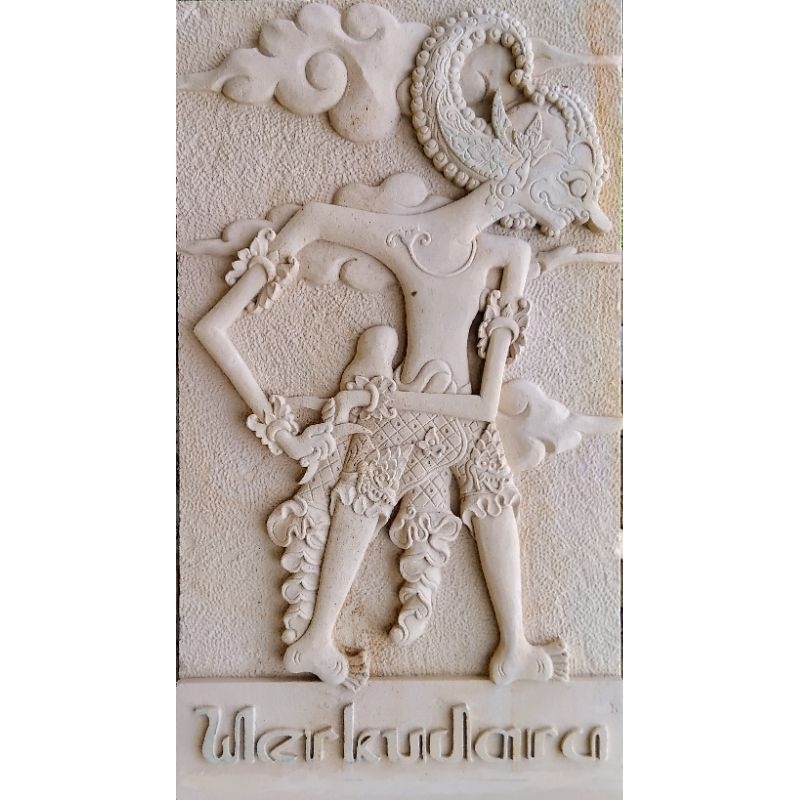 relief batu alam motif wayang
