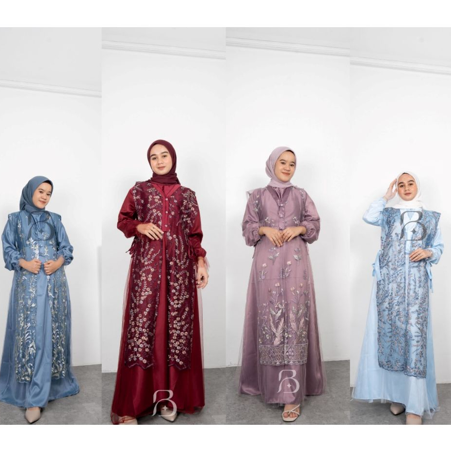 JEMMA DRESS SET TILE GARDEN DRESS KONDANGAN BUSUI FRIENDLY BUSANA WANITA  ELEGANT DRESS SATIN SIZE M