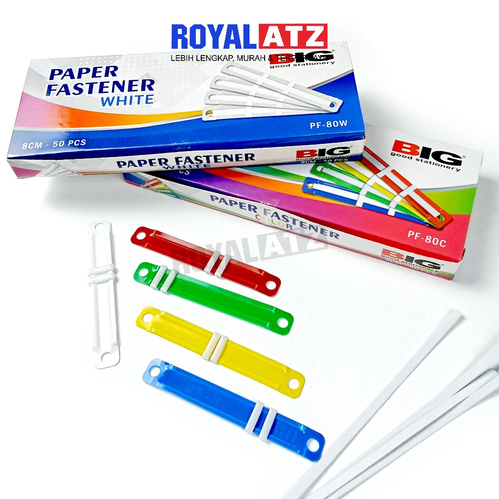 

BIG Acco / Paper Fastener Warna & Putih PF-80 Ukuran 8 Cm Isi 50 Pcs /Pak