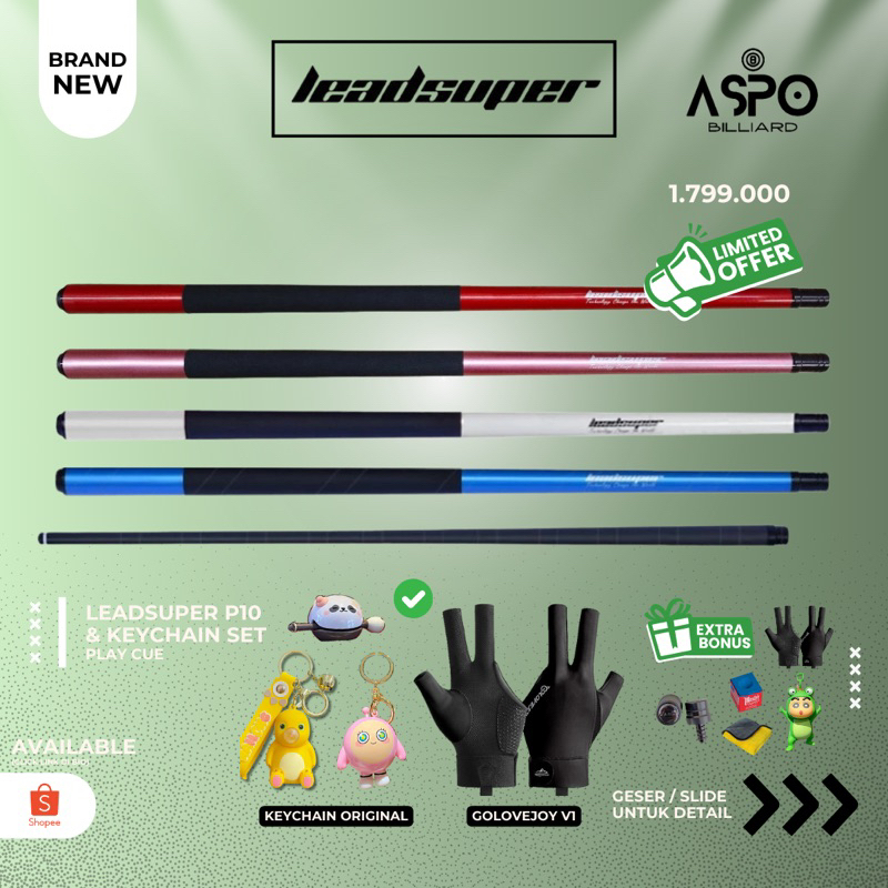 Paket Ramadhan Lebaran Exclusive Leadsuper P10 Stick Billiard Play Cue Golovejoy Pro Stik Biliar Low